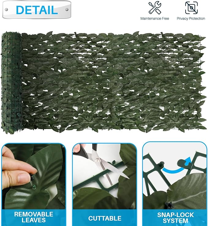 Patio Paradise 39"x669"-1Pc Faux Ivy Fence Privacy Screen Artificial Greenery Wall Backdrop,Fake Grass Wall Panels for Outside Apartment Balcony,Vine Leaf Decor for Outdoor Patio Chain Link