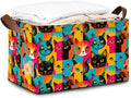 32L Large Storage Bins with Handles, Cute Animal Basket Organizer for Shelves, Closet, Books, Laundry & Home Decor (Abstract Cat)