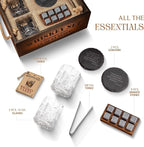 Mixology & Craft Whiskey Gift Set, Whiskey Glass Set with Rustic Wooden Crate, 8 Granite Whiskey Rocks Chilling Stones, 10oz Glasses, Raffle Gift for Men, Dad, Husband, Boyfriend - Jameson Dark Brown