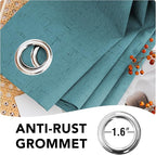H.VERSAILTEX Primitive Linen Curtains 100% Blackout Curtain Drapes Burlap Fabric Curtains with White Thermal Insulated Liner, Grommet Top Drapes Living Room/Bedroom (2 Panels, 42 x 63 Inch, Teal)