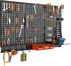 TORACK Metal Pegboard Wall Organizer System for Garage, 109 PCS Pegboard Accessories Tool Organizer Kit with Pegboard Bins, Hooks, Pegboard Tool Storage System for Workbench(Black)