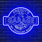 Custom Name Garage Neon Sign, Personalized LED Garage Neon Light, Customizable Mechanic Shop Light Up Sign for Man Cave, Car Repair, Auto Workshop, Home Garage Decor, Gift for Dad, Husband, Father's Day Gift