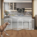 Freestanding Dog Gate Indoor,Doggie Gate Foldable Pet Gates for Doorways,Stairs or Hallways, Wooden Grey Pet Gate for The House, Pet Fence with Support Feet Included,32 "Height-6 Panels