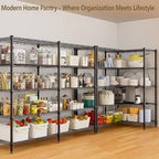 Himimi Storage Shelves-5 Tier Heavy Duty Wire Shelving Unit with Leveling Feet, 1500LBS Adjustable Metal Shelves Organizer for Kitchen Garage Pantry Laundry, 60" W*14" D*72" H, Black