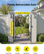 VEVOR Single Folding Security Gate, Lockable Scissor Gate with 360° Swivel Casters, Outdoor Barricade Steel Retractable Gates, for Entry Security, Garage, Warehouse & Pool, 49.61 x 77.76 in (W x H)
