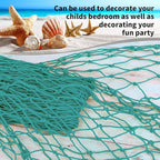 ZUEXT Aqua Decorative Fishing Net 80x40 Inch, Large Picture Fish Net, Wall Photo Hanging Fishnet for Nautical Mermaid Pirate Ocean Themed Hawaii Beach Under the Sea Party Decorations