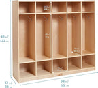ECR4Kids 5-Section Straight Coat Locker, Classroom Furniture, Natural