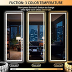 Hasipu Full Length Mirror with Lights, 67" x 24" LED Lighted Floor Standing, Full Body Dressing Hanging Mounted Mirror, Dimmable, Tempered Glass, Safe to Use, Square Black