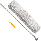 Commercial Dust Mop – 48” Floor Sweeper for Tiles, Hardwood, and Laminate Floors, with Aluminum Broom Handle, Reusable Duster Head - Complete with Cleaning Cloth