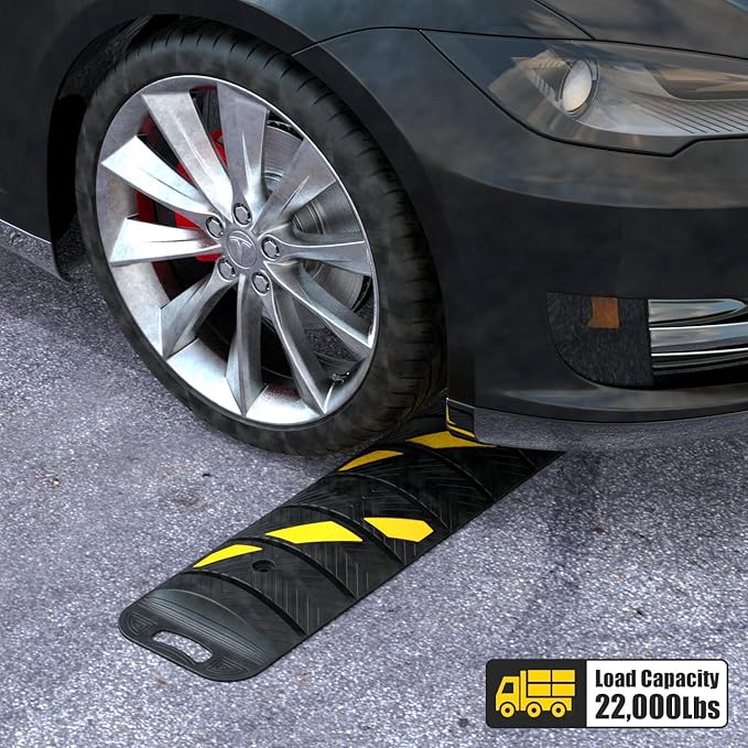 72" x 10" x 2" inch Portable Speed Bump Hump, 6' Feet Durable Collapsible Road Safety Bumps, Vehicles Hump Bumps for Asphalt Concrete Gravel Garage Driveway Roads Parking (72" Curlable Bump)