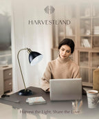 HarvestLand Halo Black and Brass Desk Lamp – Adjustable Desk Lamp with Metal, Industrial Table Lamp with Solid Base for Home Office, Bedside Table Lamps, Task Lamp, Reading lamp, Christmas Gifts