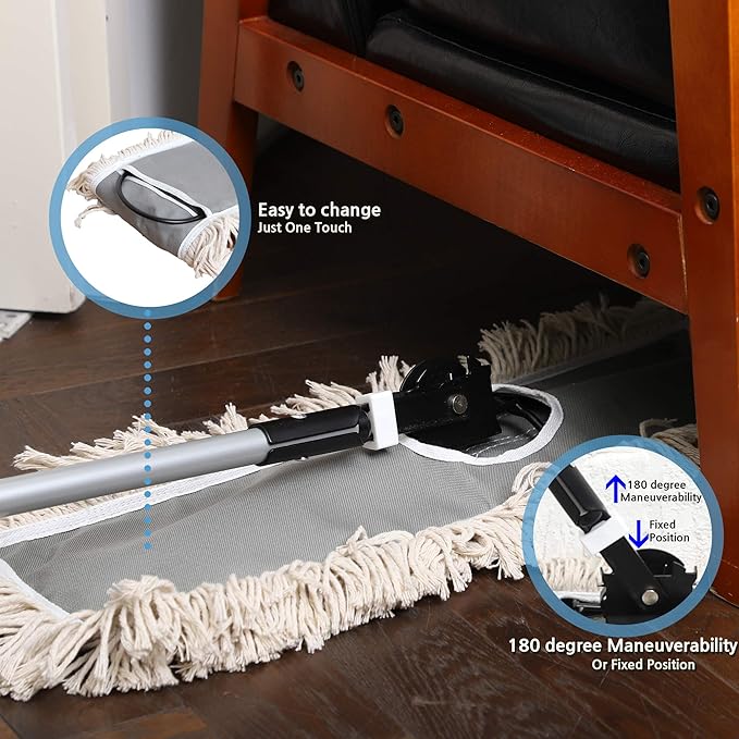 2 Pack of 24 Cotton Refills for Industrial Class Floor Dust mop Series Can be fit with Others
