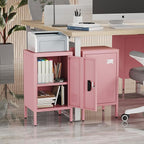 Aobabo 24.4" H Metal Locker Storage Cabinet with 1 Doors, Pantry Storage Cabinet with Adjustable Leveling Foot and Adjustable Shelves, for Kitchen, Employees, Office, Home, Assembly Required, Pink