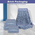 Commercial Heavy Duty Mop Heads Replacements: Wet Industrial Blue Cotton Looped End String Head Refill for General Floor Cleaning (6 Pack)