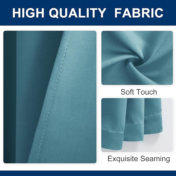 Hiasan Room Divider Curtains Patio Sliding Door Blackout Curtain Privacy Room Thermal Insulated Noise Reduction Panel with Back Tab & Rod Pocket for Bedroom Partition(80 x 84 Inches, Turquoise)