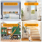 Expandable Barricade Gate,200"" Metal Safety Barrier Gate with Casters,Accordion Garden Yard Outdoor Indoor Fence Folding Security Dog Gates Wall Mount,White, Large