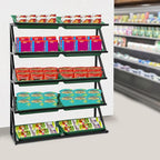 5 Tiers Retail Display Rack, Large Capacity Market Shelf Fruit and Vegetable Basket Stand Rack Set for Kitchen, Office, Store, Supremarket Utility Storage Shelves