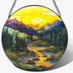 8-Inch Stained Glass Ornament, Nature Suncatchers for Window Hanging, Window Hanging Decor Suncatcher, Mountain Range Ornament | Holiday, Mother’s Day, Christmas, Housewarming | Gifts for Mom &Friend