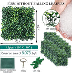 Grass Wall Panels,12Pcs 10"x 10" Artificial Boxwood Hedge Panels for Indoor Outdoor Decor,Higher Density Faux Greenery Wall Backdrop Green Wall Privacy Screen for Patio Party and Backyard