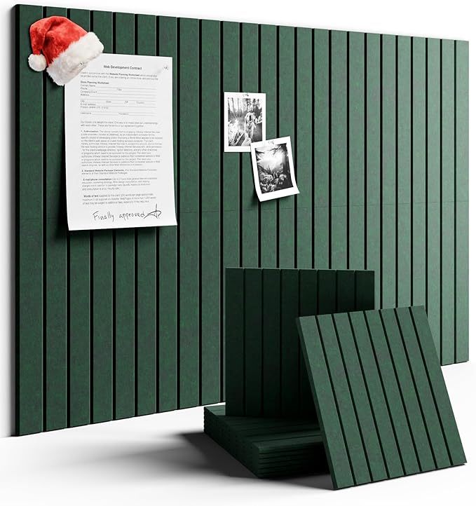 Large Felt Bulletin Board 36"x24" Cork Board Alternative - 6 Pack with 40 Safe Removable Adhesive Tabs, Cork Boards for Walls Cork Board for Home Office Classroom Pin Board- Pine Green