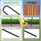 Rebar U Stakes 12 Inch - 12 Pack Black Galvanized Steel Heavy Duty Ground Anchors for Trampoline,Tent,Tarp,Soccer Goal,Garden Stake & Yard Art