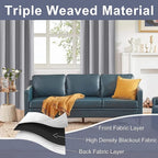 JIUZHEN Silver Grey Curtains for Bedroom - Blackout Curtains & Drapes Set of 2 Panels with Tiebacks, Thermal Insulated Room Darkening Noise Reducing Curtains for Living Room, 42 x 72 Inch