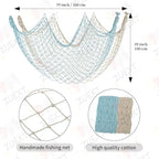 ZUEXT Decorative Fishing Net Large Blue & Beige 80x40 Inch, 2 Pack Picture Fish Net, Wall Photo Hanging Fishnet for Nautical Mermaid Pirate Ocean Themed Hawaii Beach Under The Sea Party Decorations