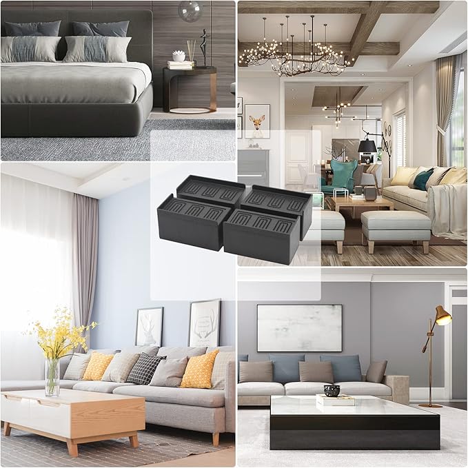 Bed Risers 5 inch, Oversized Extra Wide Bed Frame Risers, 11000lbs Heavy Duty Couch Risers, L Shape Wide Opening Furniture Risers for Bed, Couch, Desk, Chair, Soft, Platform, Dorm