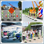 Amylove 9 Packs Traffic Delineator Post Cone with Base, Traffic Cones Safety Cones Caution Cones Plastic Stanchion Chain Safety Barriers with 6.6 Feet Link Chain and S Hooks for Parking Lot (Green)