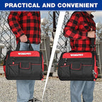 WORKPRO 16" Top Wide Mouth Tool Bag with Water Proof Rubber Base, Multi-Compartment, 46 Pockets, For Tool Organizer & Storage, W081122A