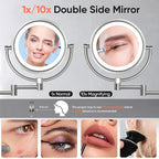 GURUN Wall Mounted Hardwired Makeup Mirror with 3 Dimmable LED Lights 10x Magnifying Mirror for Bathroom Touch Control 13" Extendable Arm Direct Wire Brushed Nickel M1809DN (10x,Nickel)