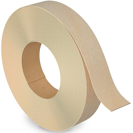 Birch Edge Banding, 1/2 inch x 50ft roll of Veneer Edge Banding Pre-glued Flexible, Wood Tape Banding for Cabinet Repair Furniture