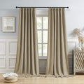 DUALIFE Taupe Blackout Pinch Pleated Curtains for Bedroom 144 Inch Length, Linen Blended Farmhouse 100% Blackout Thermal Insulated Back Tab Drapes with Hooks for Track System 2 Panels W40xL144