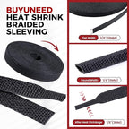 Heat Shrink Wire Loom 2:1 Shrinkable Braided Cable Sleeve 1/4 Inch ID-46ft Abrasion Protection Flexibility Fabric Wiring Harness Cover Sheath