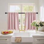 PONY DANCE Blush Pink Cafe Curtains 24 inch Length,Thermal Insulated Small Window Curtains for RV Camper, Privacy Basement Short Drapes, Peach Blush, W 29 x L 24 inches, 2 Panels Set