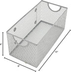 YBM Home Mesh Wire Storage Basket for Shelves, Pantry Organization, and Kitchen - Multipurpose Steel Wire Basket Holder Bin for Organizing Office Supplies, Household Toiletries and Laundry Supplies