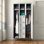 Aobabo Metal Lockable Storage Locker 8 Small Doors and 2 Big Doors, Metal Lockers for empolyees with Hooks, for School Home Office, Assembly Required, 10Doors, Grey White