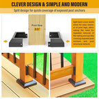 3.5"x3.5"（Actual: 3.5"x3.5"） Deck Post Base Cover Decorative Post Base Trim Skirt Black Aluminum 12Pack