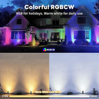 Landscape Spot Lights Outdoor Changing Colors - Smart App Based Spotlights, LED Low Voltage Accent Lights, Outdoor Waterproof 12V Wired, All Metal Aluminum Black for Fountain Sign 12 Pack
