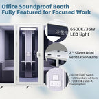 Office Pod, Sound Pod, Large Space SoundProof Office Pod for 8 People, Sound Booth Mobile Roller, LED Lighting, Centrifugal Fans and AC USB Ports X Large for 8 Persons White/Smoked Glass
