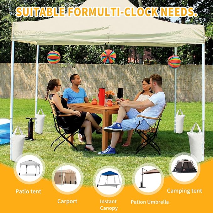 Extra Large Canopy Weights Bag Leg Weight for Pop up Canopy Tent Gazebo Patio Instant Outdoor Sun Shelter,120LBS Tent Weight Sand Bags (4Set White)