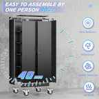 Pataku 73" Metal Storage Cabinet with Wheels, Garage Storage Cabinet with 4 Adjustable Shelves & Lockable Doors for Garage Home Office, Heavy Duty Tool Cabinets