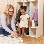 ECR4Kids Streamline 3-Section Toddler Coat Locker with Bench, Kids Furniture, White Wash