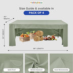 HolidayIdeas Open Back Fitted Tableclothss for 8 Foot Rectangle Table, Wrinkle Resistant Washable Table Covers 96x30 Inch for Craft Fairs, Banquets, Trade Show Display, Sage Green,4 Pcs