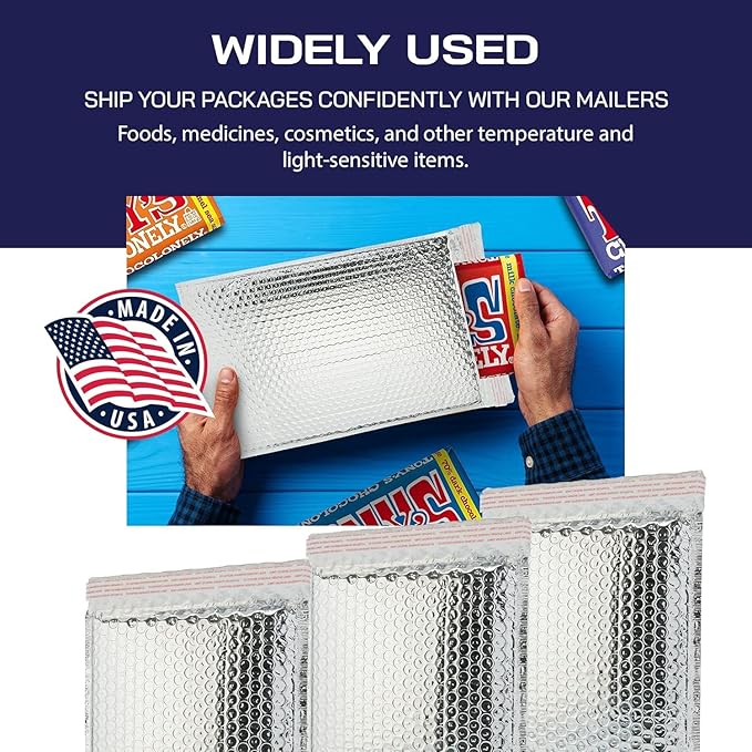 1000-Pack Insulated Silver Thermal Bubble Mailers 20 x 23 - Waterproof Metallic Foil Self-Sealing Padded Envelopes for Cold Shipping, Perishables, Food, Cosmetics, Pharmaceuticals