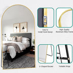 TinyTimes 81''x41'' Oversized Full Length Mirrors, Arched Floor Mirror with Stand, Full Body Large Oversized Standing Mirror/Leaning/Hanging Wall Mounted for Living Room, Bedroom, Gold
