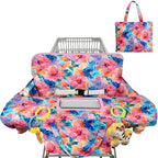 Shopping Cart Cover for Baby 2-in-1 High Chair Cover with Safety Harness Multifunctional Colorful Flowers Cart Covers for Babies Soft Padded Grocery Cart Cover for Baby Boy Girl