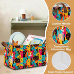 32L Large Storage Bins with Handles, Cute Animal Basket Organizer for Shelves, Closet, Books, Laundry & Home Decor (Abstract Cat)