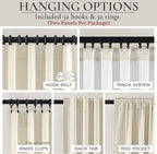 Floor to Ceiling Full Blackout Cream Linen 108 Inch Curtains 2 Panels Set for Sliding Glass Door, Luxury Pleated Thermal Window Drapes with Back Tab for Bedroom Thick Curtain 9 FT Room Darkening Burg