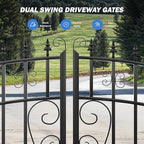 ZUMI Dual Swing Steel Gates - 16x6 ft. Weatherproof Greerwich Style for Home Security